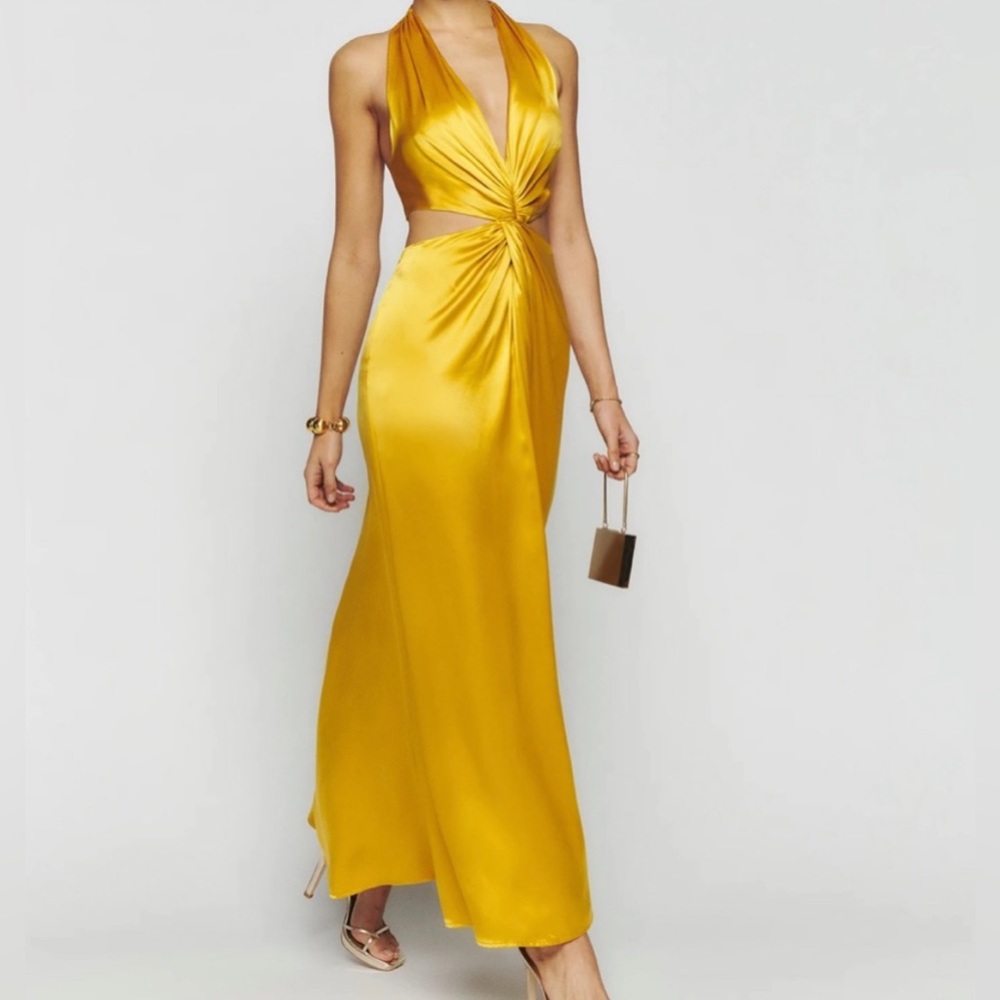 Reformation Gold Maxi Dress